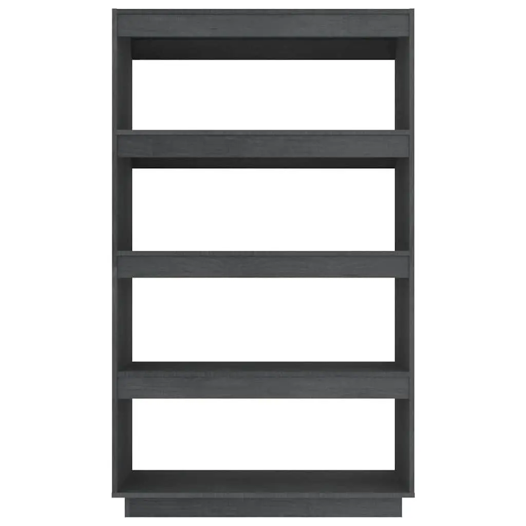 Book Cabinet Room Divider Solid Pinewood Storage Organizer Grey 80 x 35 x 135 cm