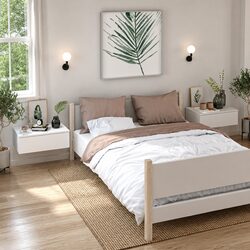 Floating Bedside Cabinets Set of 2 in White