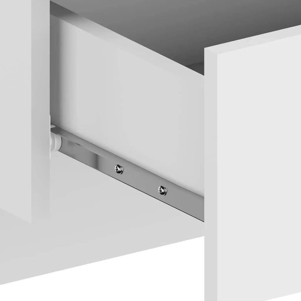Wall-Mounted Bedside Cabinets Floating Storage Units High Gloss White 2 Piece