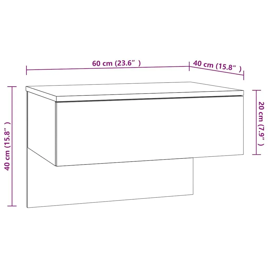 Wall-Mounted Bedside Cabinets Floating Storage Units High Gloss White 2 Piece