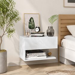 Wall-Mounted White Bedside Storage Cabinet