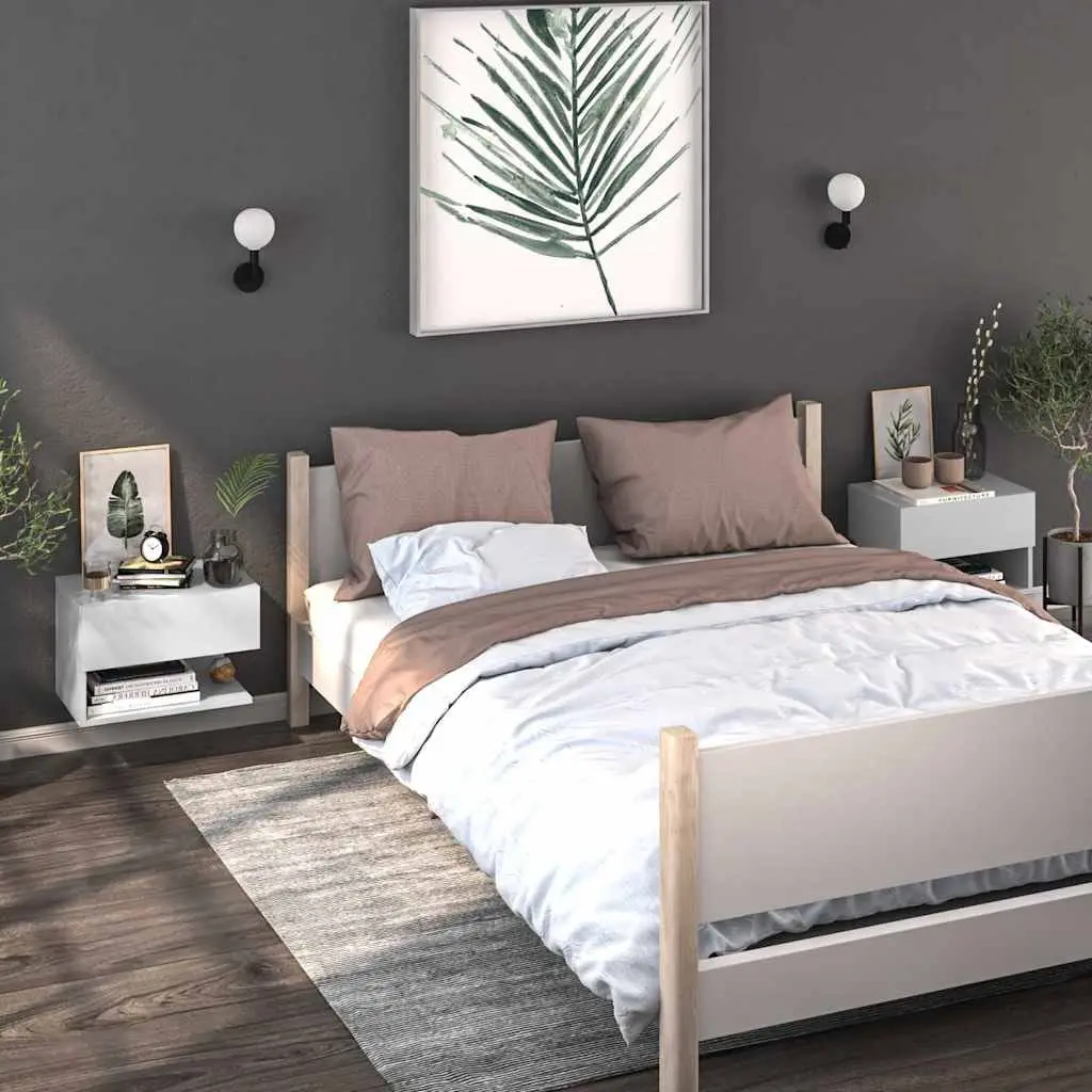 Wall-mounted Bedside Cabinet Floating Storage Unit White
