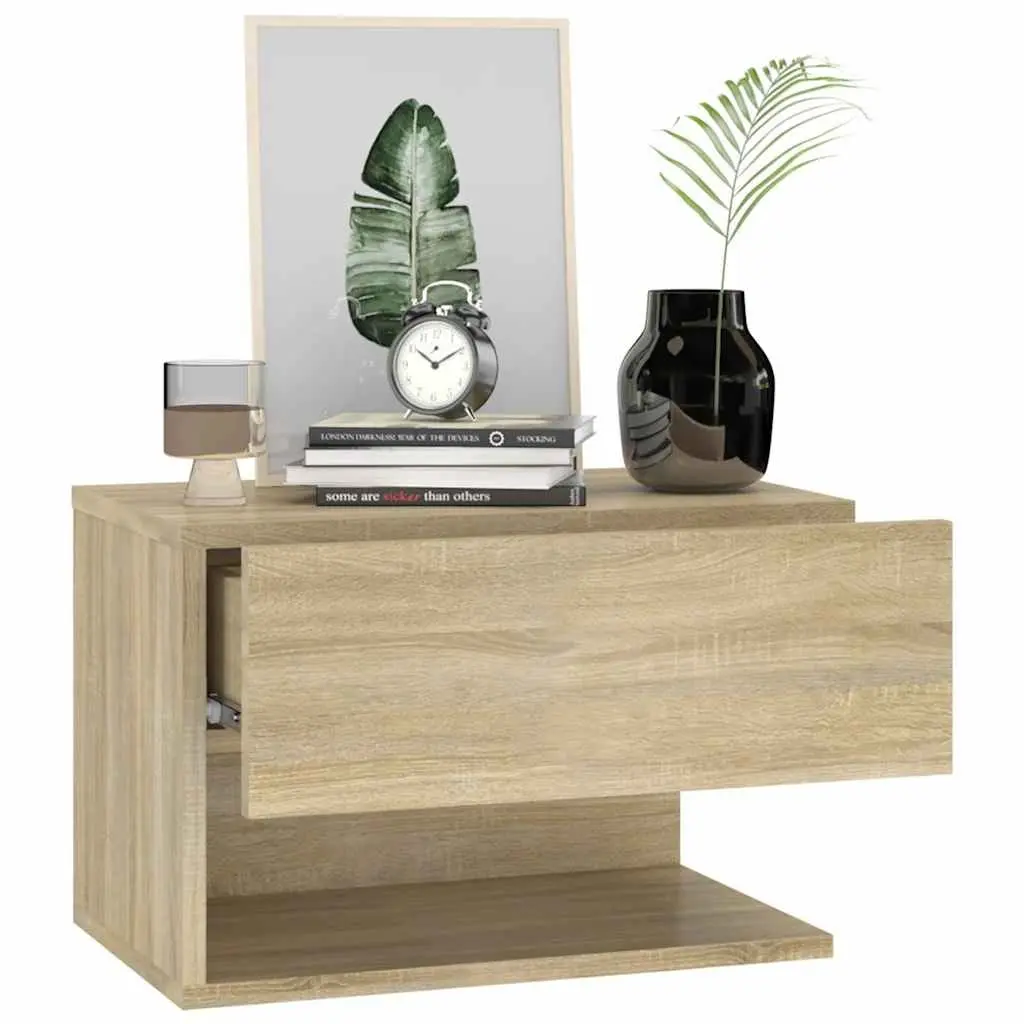 Wall-mounted Bedside Cabinets Space-saving Storage 2 Piece Brown