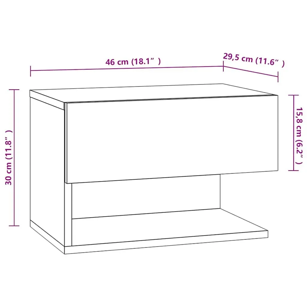 Wall-mounted Bedside Cabinets Space-saving Storage 2 Piece Brown