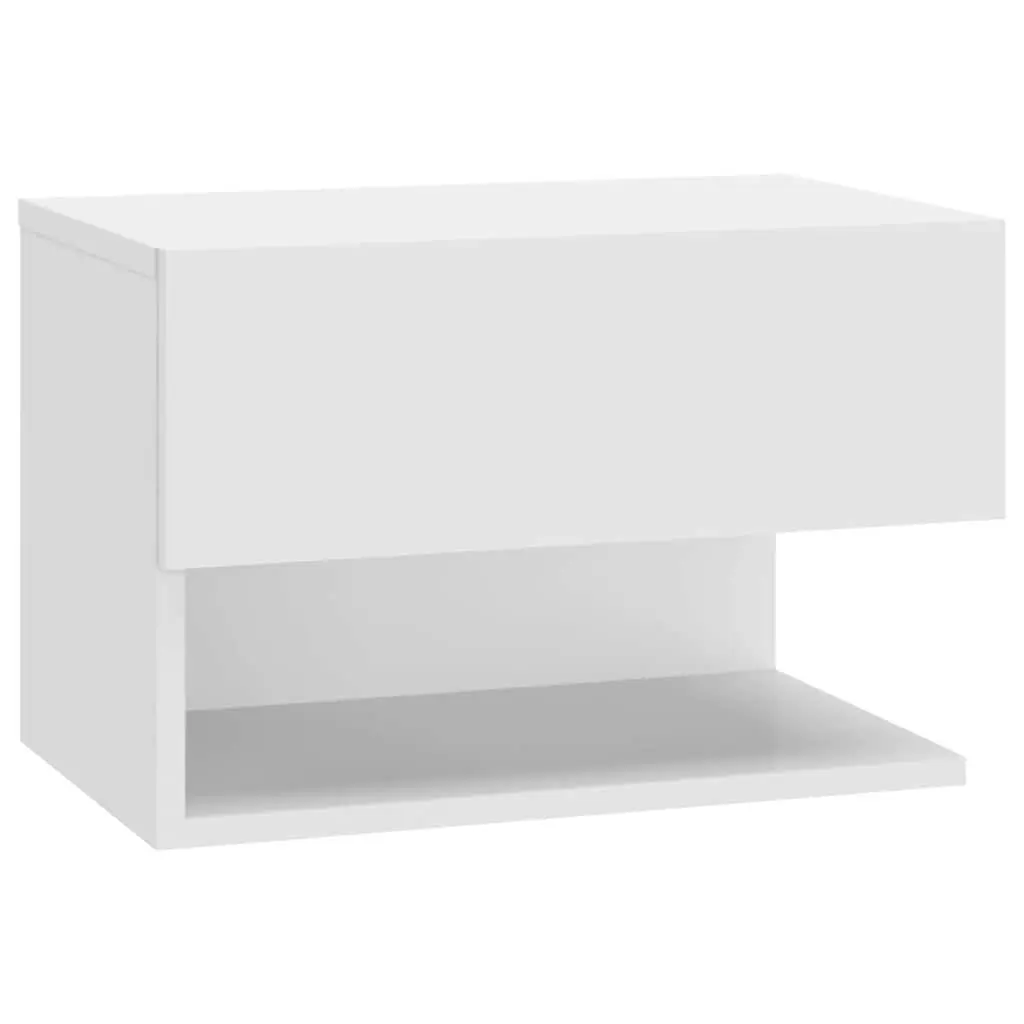 Wall-mounted Bedside Cabinets 2 pcs High Gloss White Floating Storage Unit