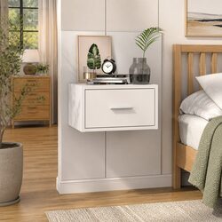 Floating Storage Unit Bedside Cabinet High Gloss White