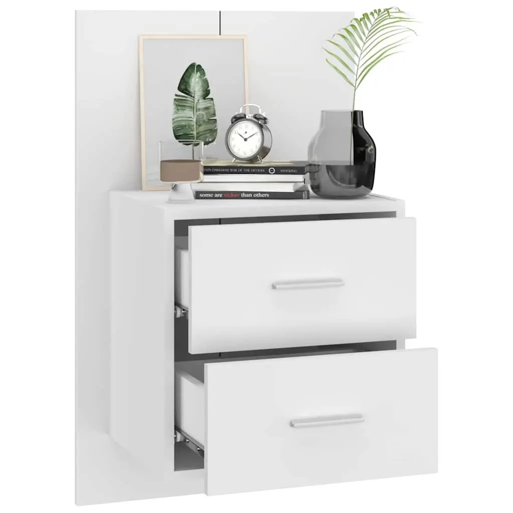 Wall-mounted Bedside Cabinet with Storage Drawer White