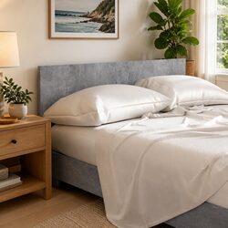160cm Grey Bed Headboard Engineered Wood Construction