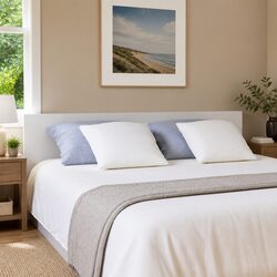 Wall-Mounted White Bed Headboard 200 cm