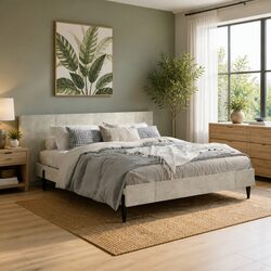 240cm Grey Wall-Mounted Headboard with Engineered Wood