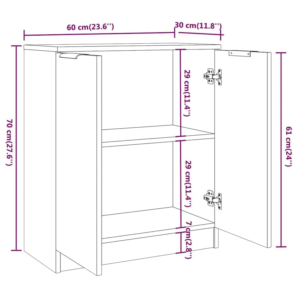 Sideboard Engineered Wood Storage Cabinet Brown 60x30x70cm