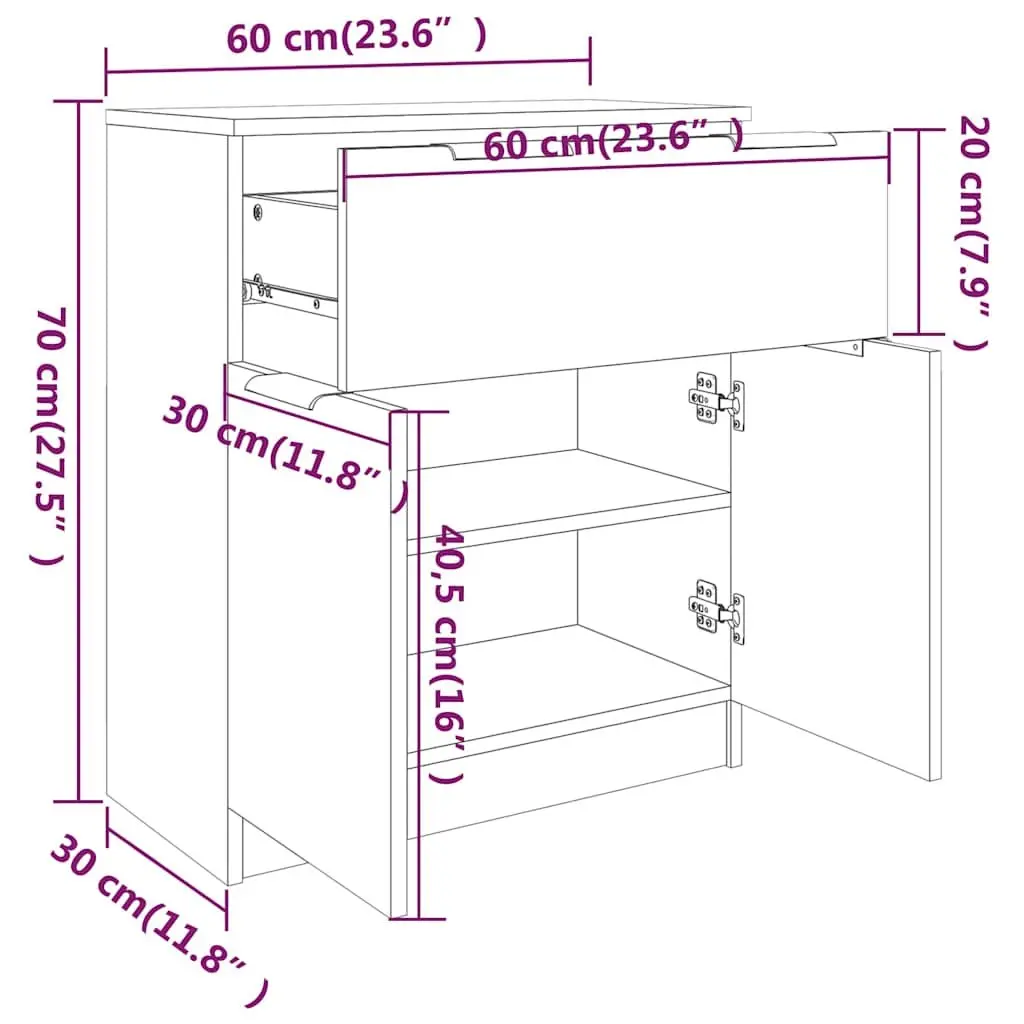 Sideboard Storage Cabinet with Drawer and Doors 60x30x70 cm White
