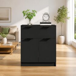 Black Storage Cabinet Sideboard 60x30x70 cm with Drawer