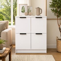 4-Door Storage Cabinet Sideboard in White 60x30x70 cm
