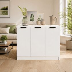 White Sideboard Storage Cabinet 90.5x30x70 cm, 3 Doors