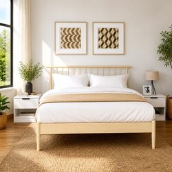 High Gloss White Engineered Wood Nightstands - 2 Units