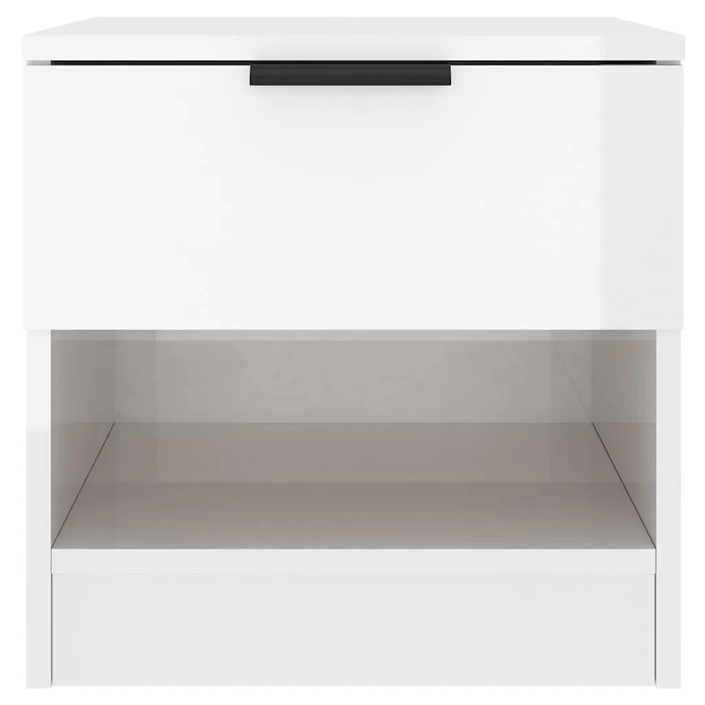 Bedside Cabinets High Gloss White Engineered Wood 2 Piece Storage Nightstands