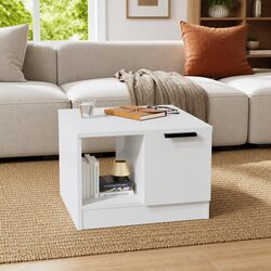 Coffee Table in High Gloss White with Storage Features