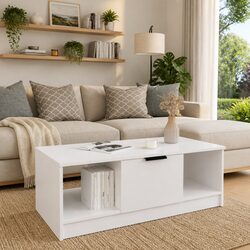 High Gloss White Coffee Table with Engineered Wood