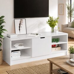 White Engineered Wood TV Cabinet with High Gloss Finish