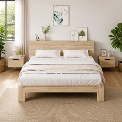 Wall-Mounted Bedside Cabinet 34x30x20cm in Brown Oak