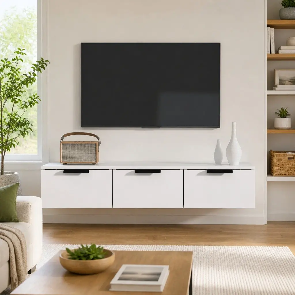 Floating Wall Cabinet Engineered Wood Storage Shelf 102cm White