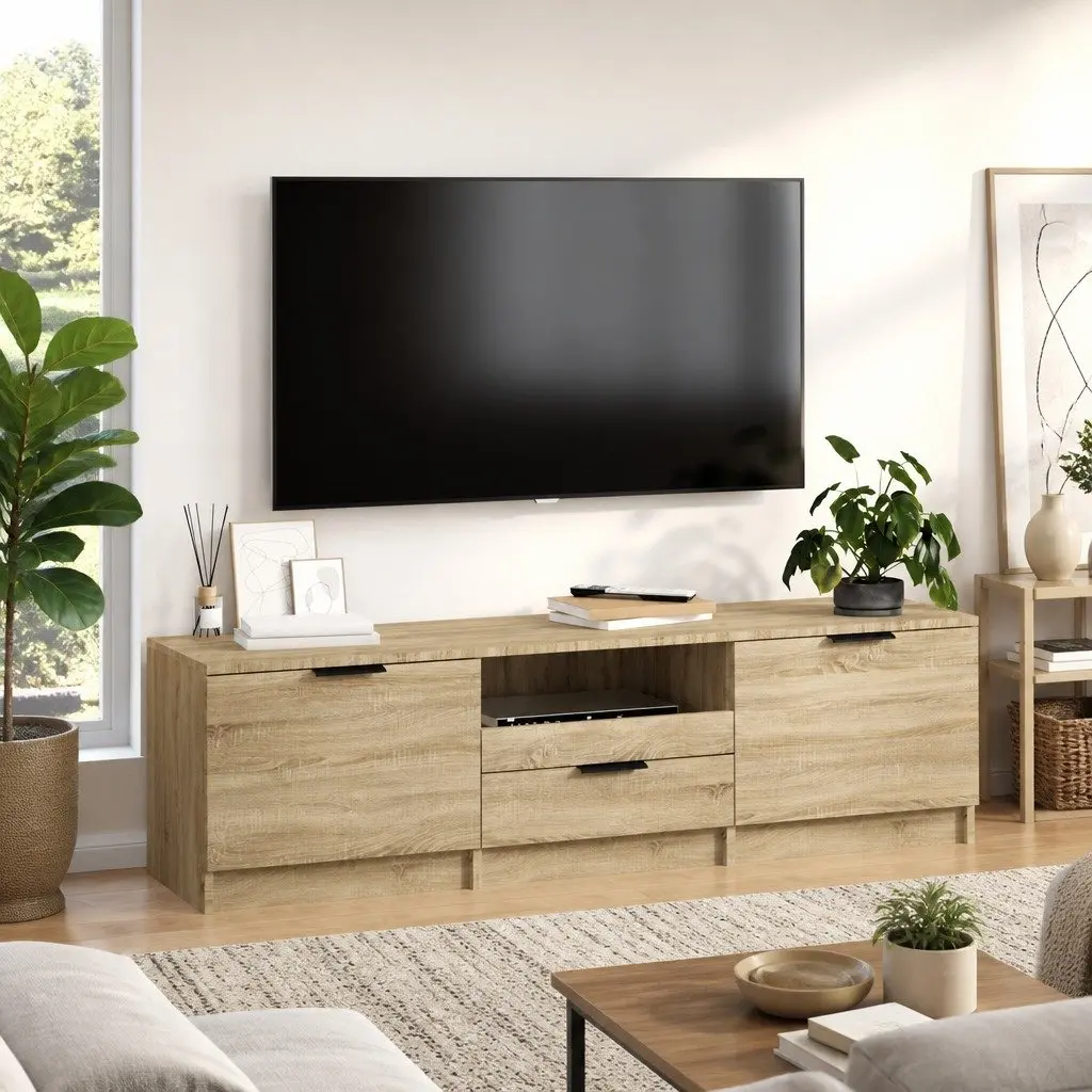 TV Cabinet Engineered Wood Storage Unit 140cm Sonoma Oak Brown