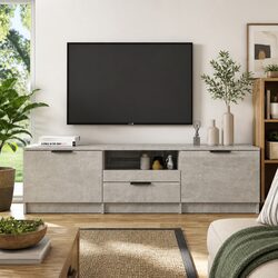 Grey Engineered Wood TV Cabinet with Organized Storage