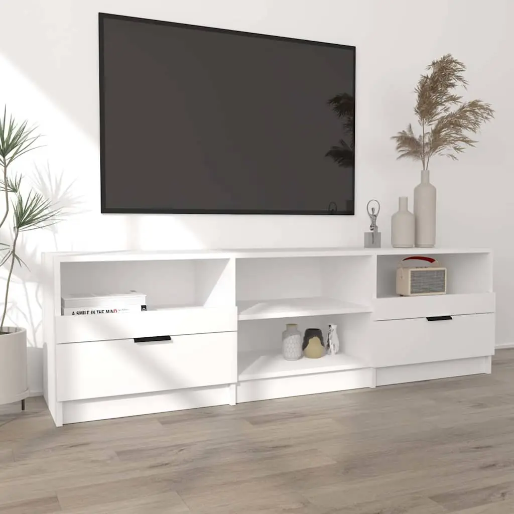 TV Cabinet Engineered Wood Ample Storage White 150 x 33.5 x 45 cm