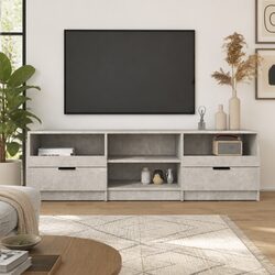 Engineered Wood Grey TV Cabinet Media Console with Storage