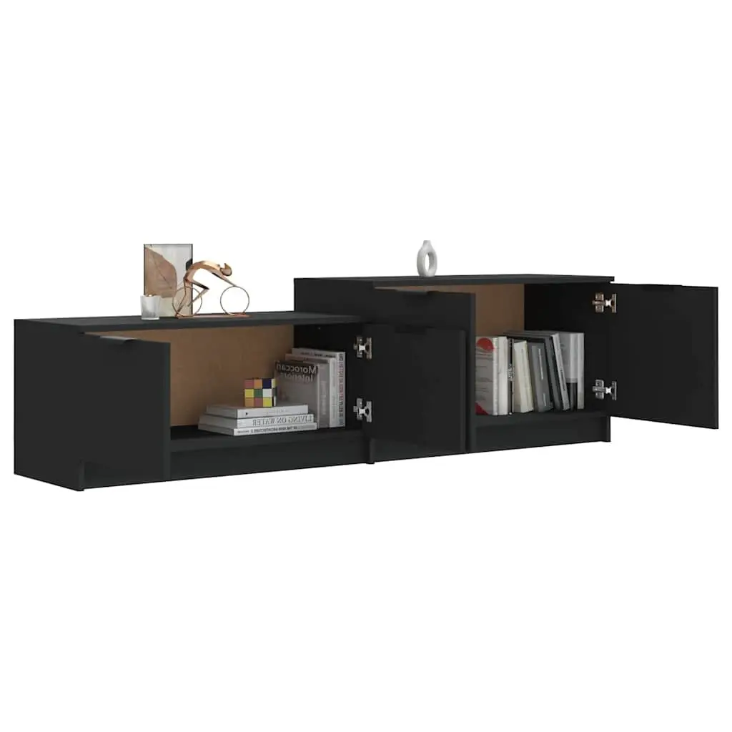TV Cabinet Black Storage Unit with Doors and Compartments 1585 x 360 x 450 mm