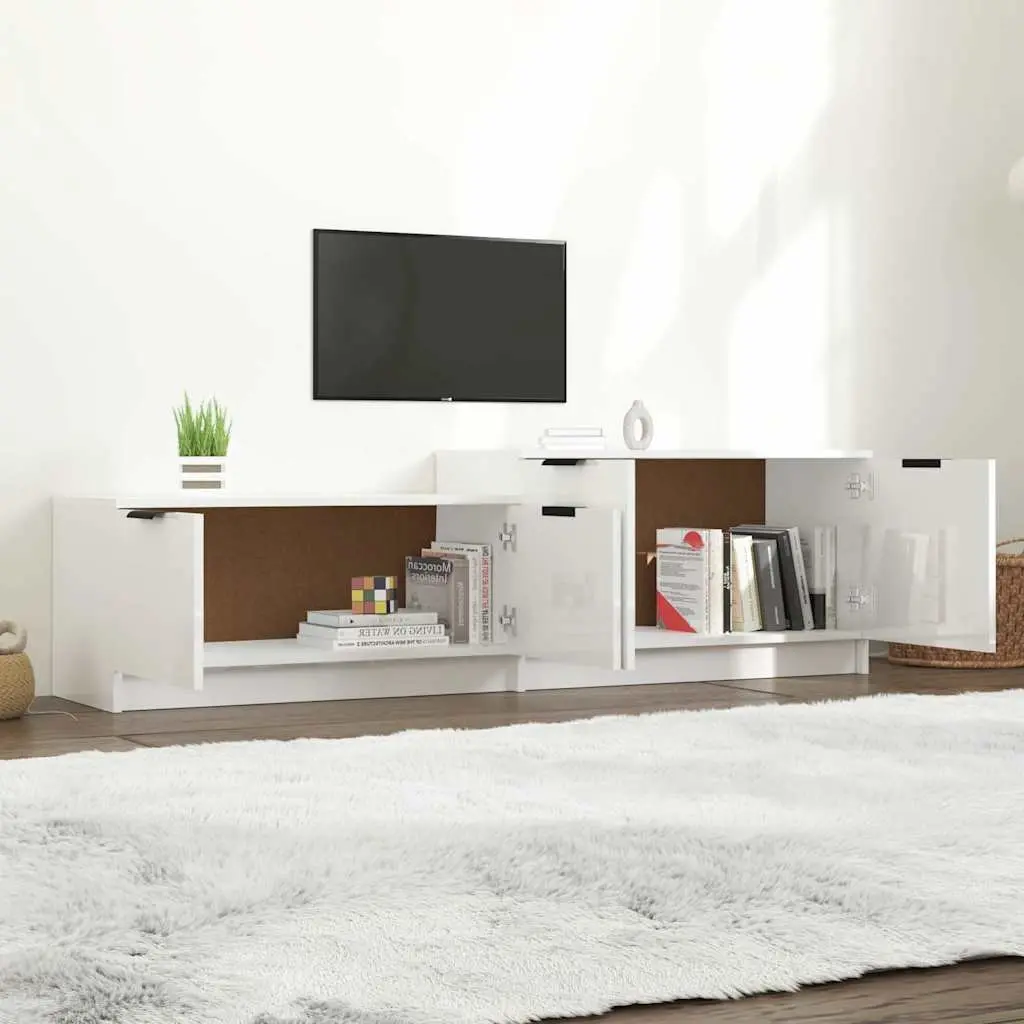 TV Cabinet Modern High Gloss Storage Unit 1585 x 360 x 450 mm White
