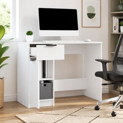 White Engineered Wood Computer Desk 100x50x75cm