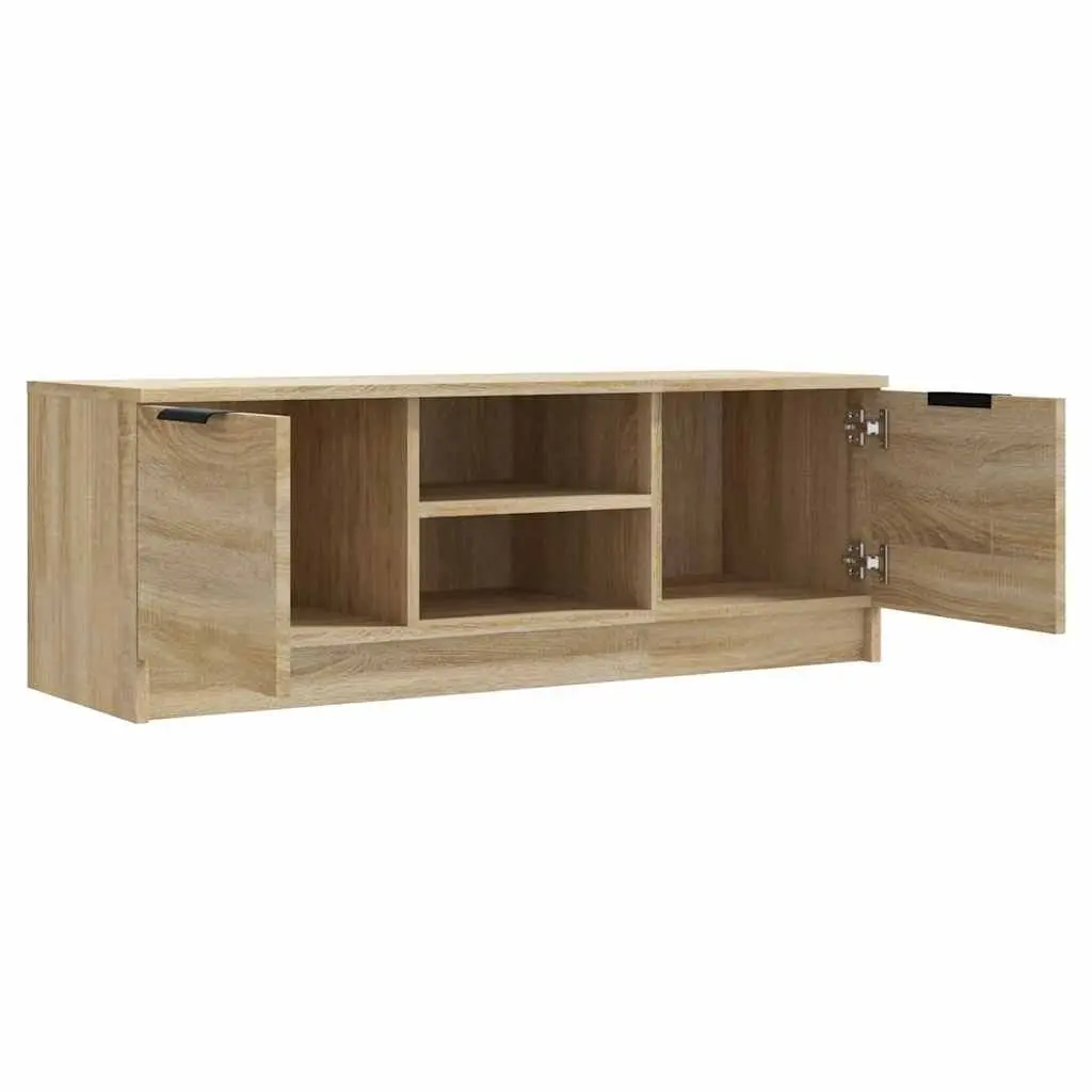 Brown TV Cabinet with Open and Closed Storage 102x35x36.5 cm Engineered Wood Living Room Unit