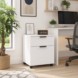 White Mobile File Cabinet with Wheels, 45x38x54cm