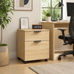 Engineered Wood Mobile File Cabinet with Lockable Wheels