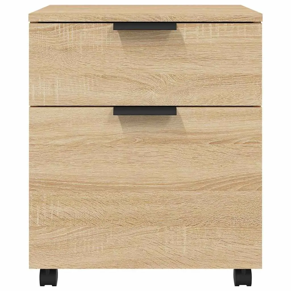 Mobile File Cabinet with Wheels Convenience Feature Brown Engineered Wood