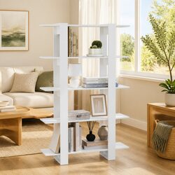 Functional White Book Cabinet Shelving Unit 100x30x160cm