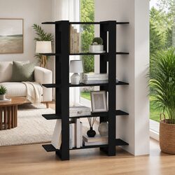 Black Book Cabinet Room Divider Shelving Unit 100x30x160cm