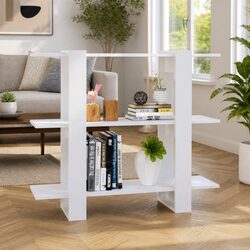 White Room Divider Book Cabinet with Ample Storage