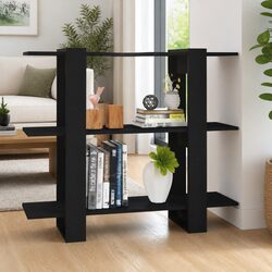 Black Shelving Unit and Room Divider Book Cabinet