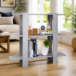 Grey Storage Book Cabinet with Room Divider Functionality