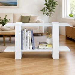 Functional White Book Cabinet with Engineered Wood