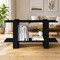 Engineered Wood Black Book Cabinet with Spacious Shelving