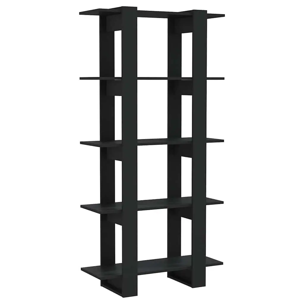 Book Cabinet Room Divider Spacious Storage 80x30x160cm Black Engineered Wood