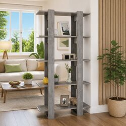Engineered Wood Book Cabinet Room Divider in Grey