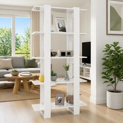 White High Gloss Room Divider Book Cabinet 80x30x160cm