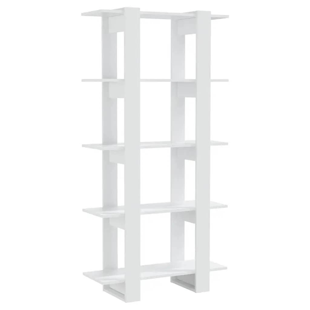 Bookshelf Room Divider Engineered Wood High Gloss White 80x30x160cm