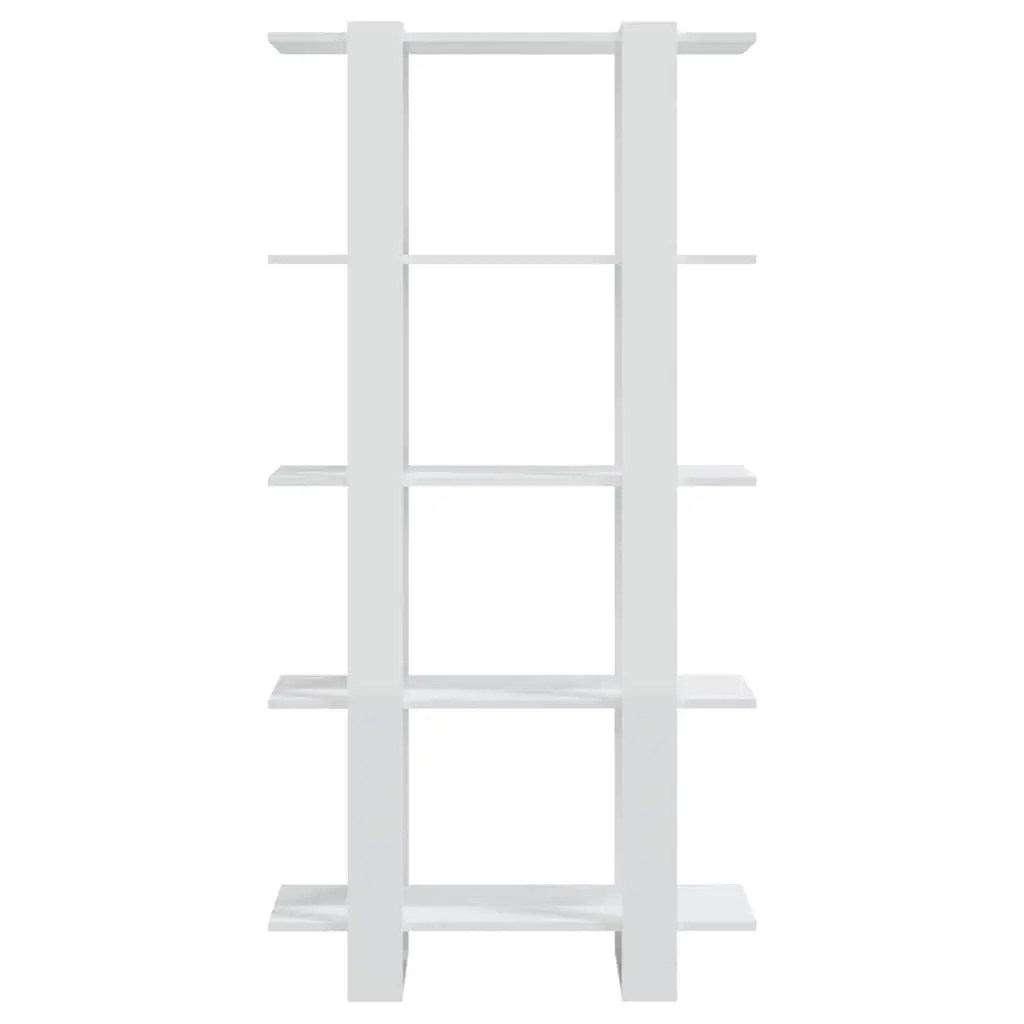 Bookshelf Room Divider Engineered Wood High Gloss White 80x30x160cm