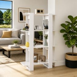 Durable White Wooden Book Cabinet and Room Divider